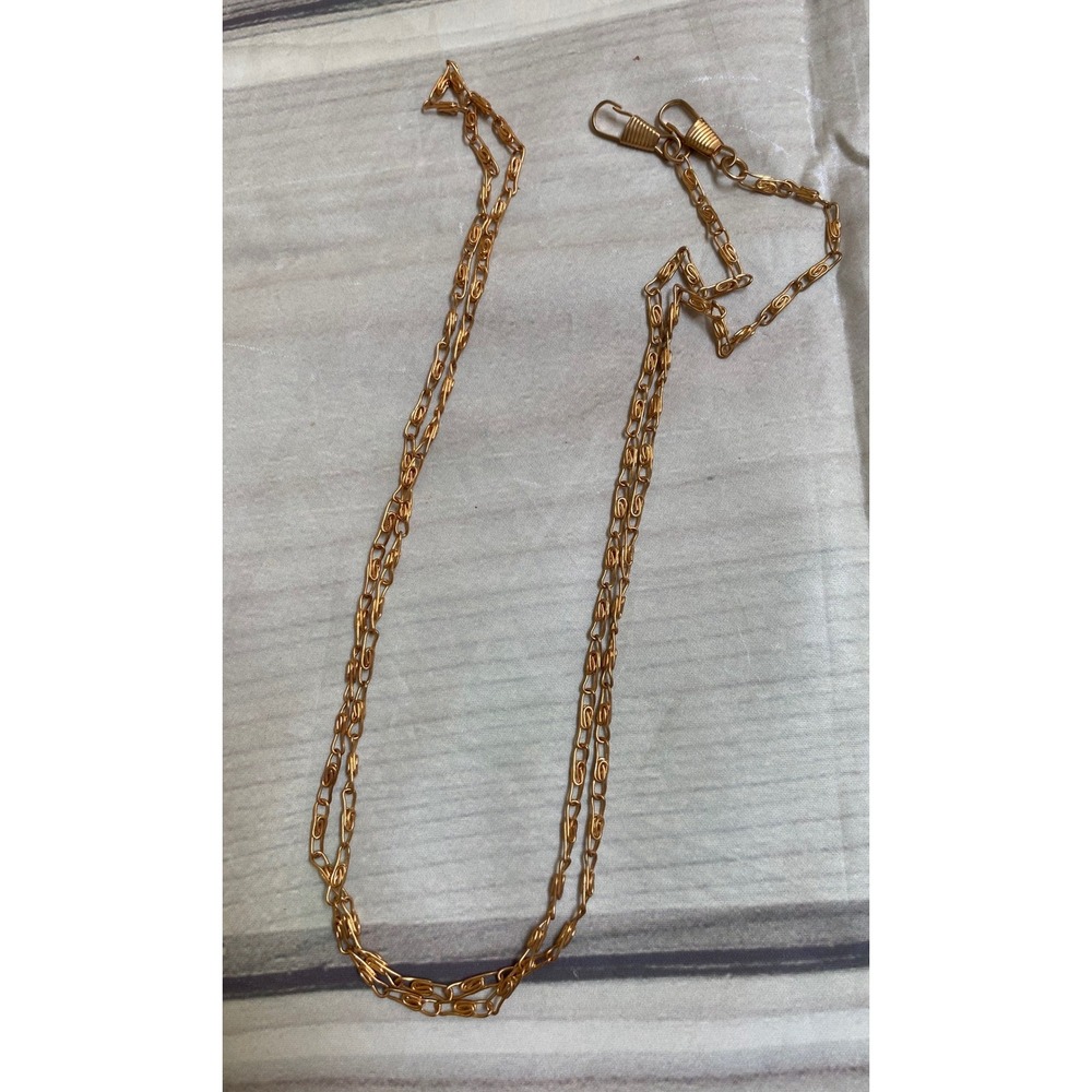 Vintage Gold Tone Figure Eight Link Eyeglass Chain Holder 46 Inch Retro 80s Work